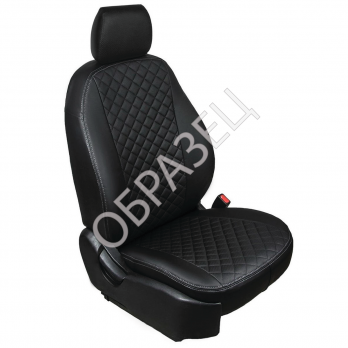 Авточехлы ЭкоКожа (RIVAL) Chevrolet Cruze Sd, Hb, Sw задняя спинка раздельная, рисунок Ромб 2009-